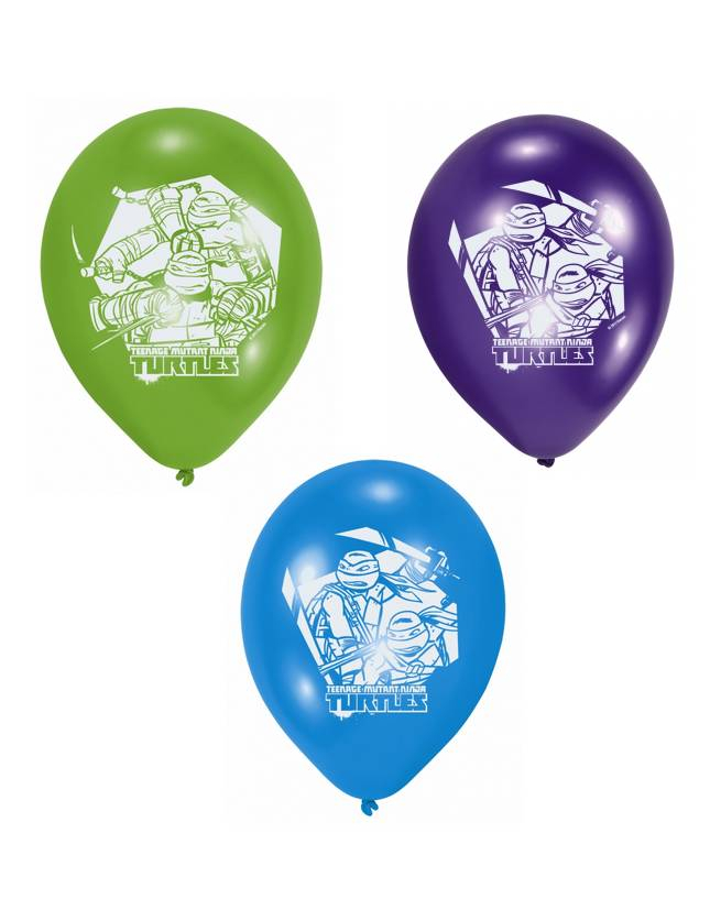 Lot de 6 Ballons de baudruche en latex Tortues Ninja