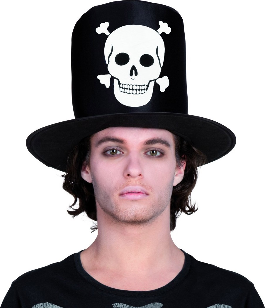 Chapeau haut de forme tête de mort Halloween