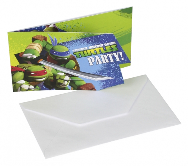 Lot de 6 Cartes d'invitation + enveloppes les Tortues Ninja