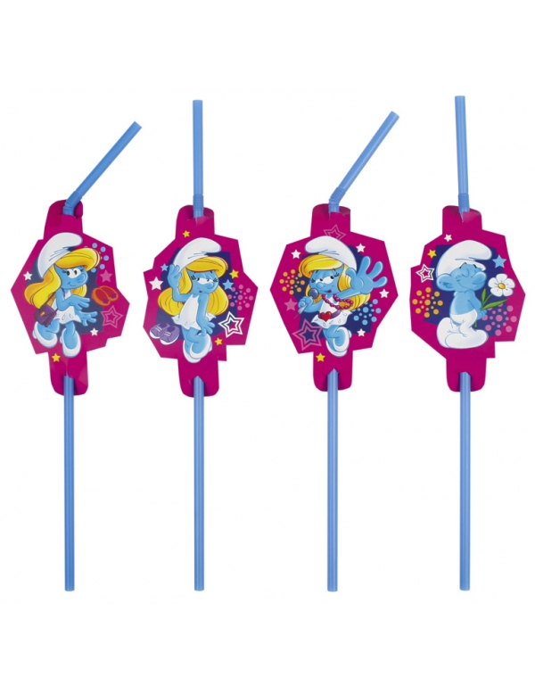 Lot de 8 Pailles les Schtroumpfs 