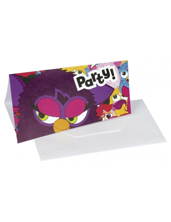 Lot de six  cartes d'invitation en carton Furby