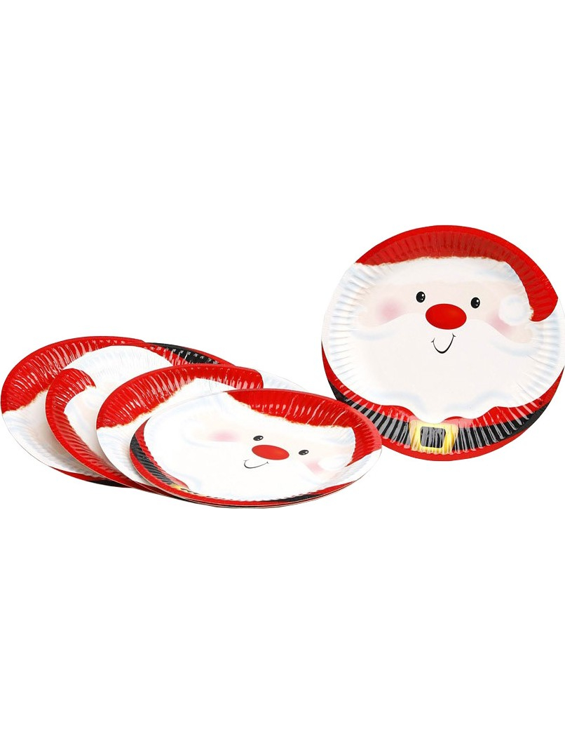 6 grandes assiettes Père Noël