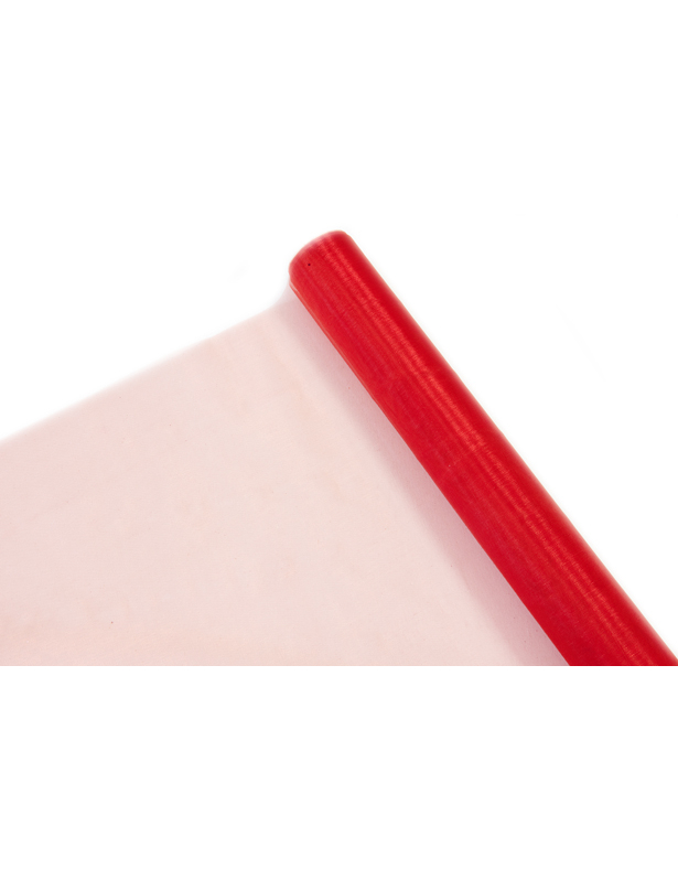Chemin de table organza brillant rouge 29 cm x 5 m