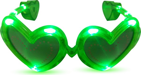 Lunettes coeur verte LED