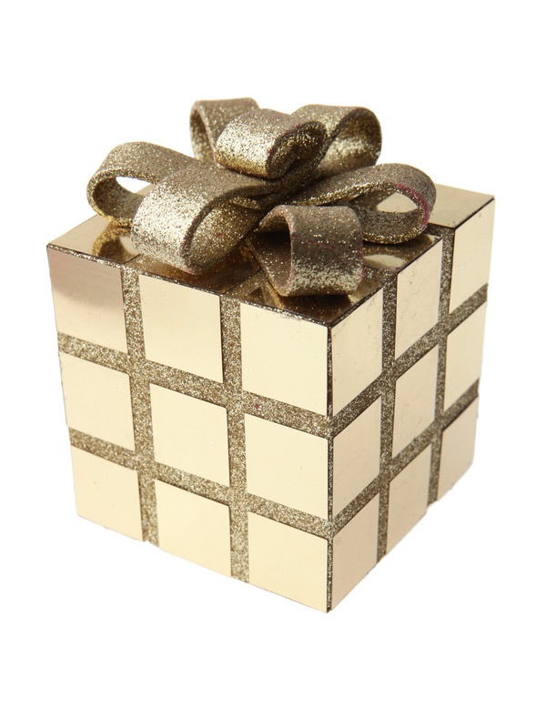 Cube de décoration Noël or