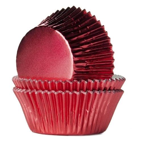 24 Moules à cupcake rouge métallisé
