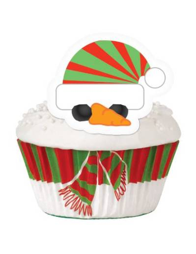 24 Moules à cupcake avec décorations Wilton bonhomme de neige Noël