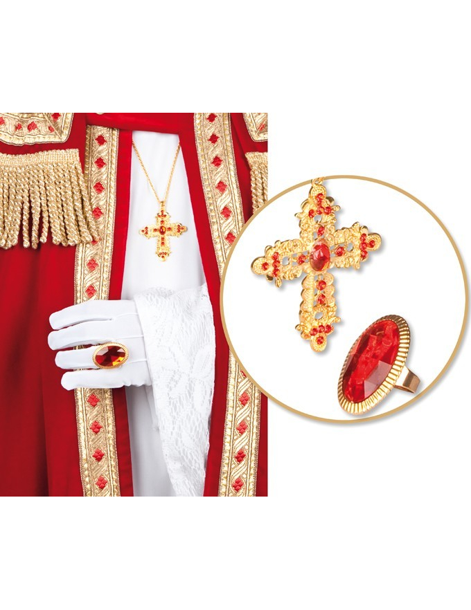 Bague et collier croix pape