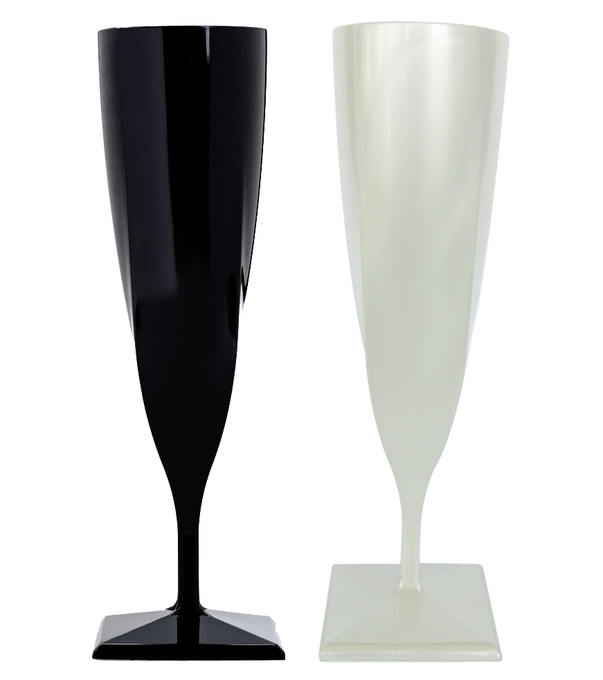 Flûtes à champagne plastique noir et nacré x 4