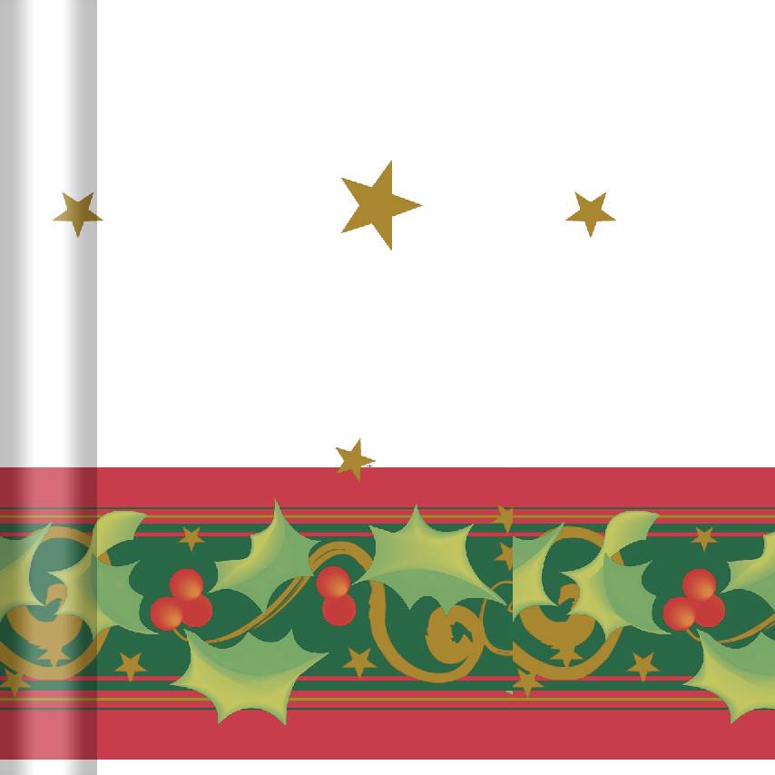 Nappe en rouleau papier damassé Houx de Noël