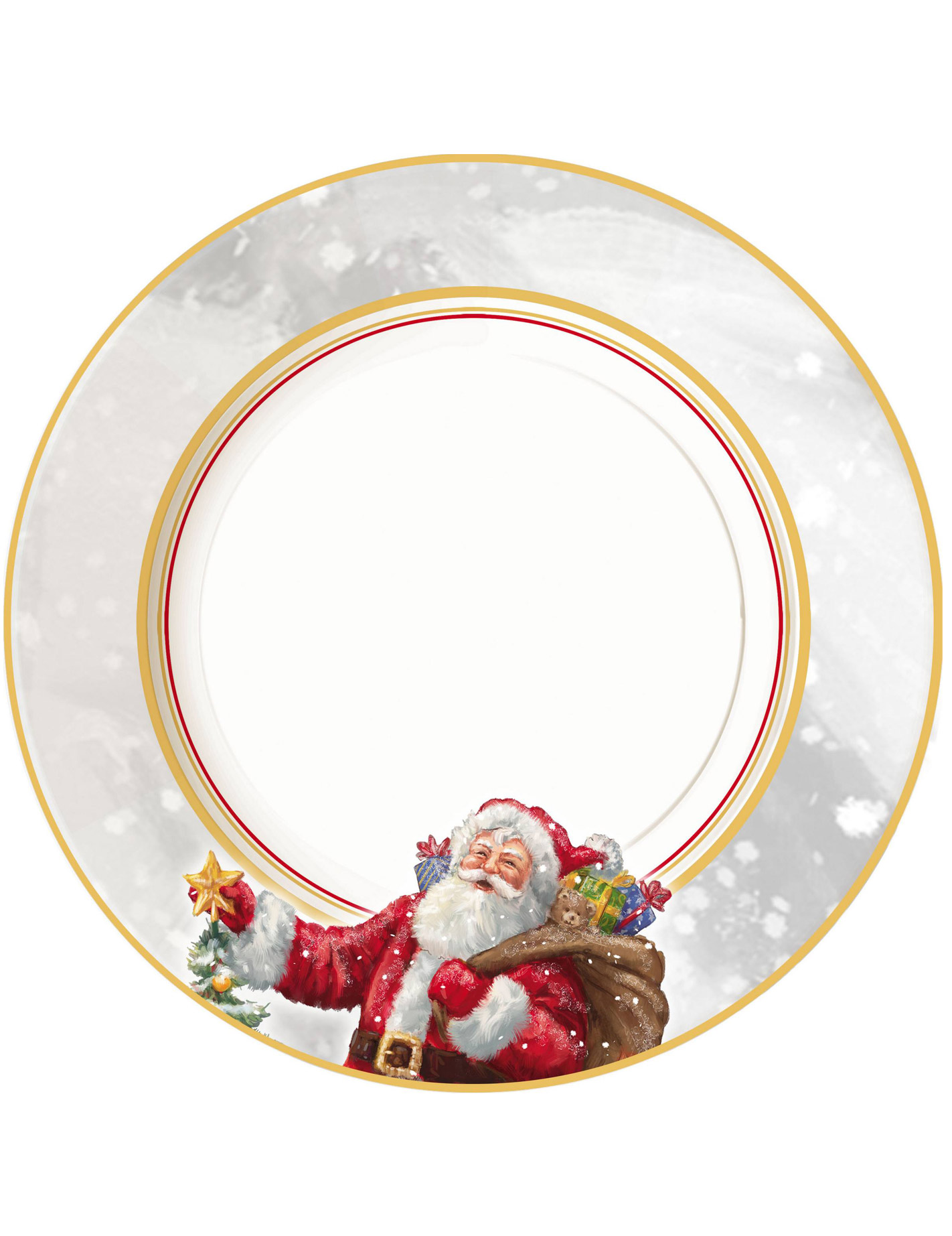 10 Assiettes en carton Père Noël 23 cm