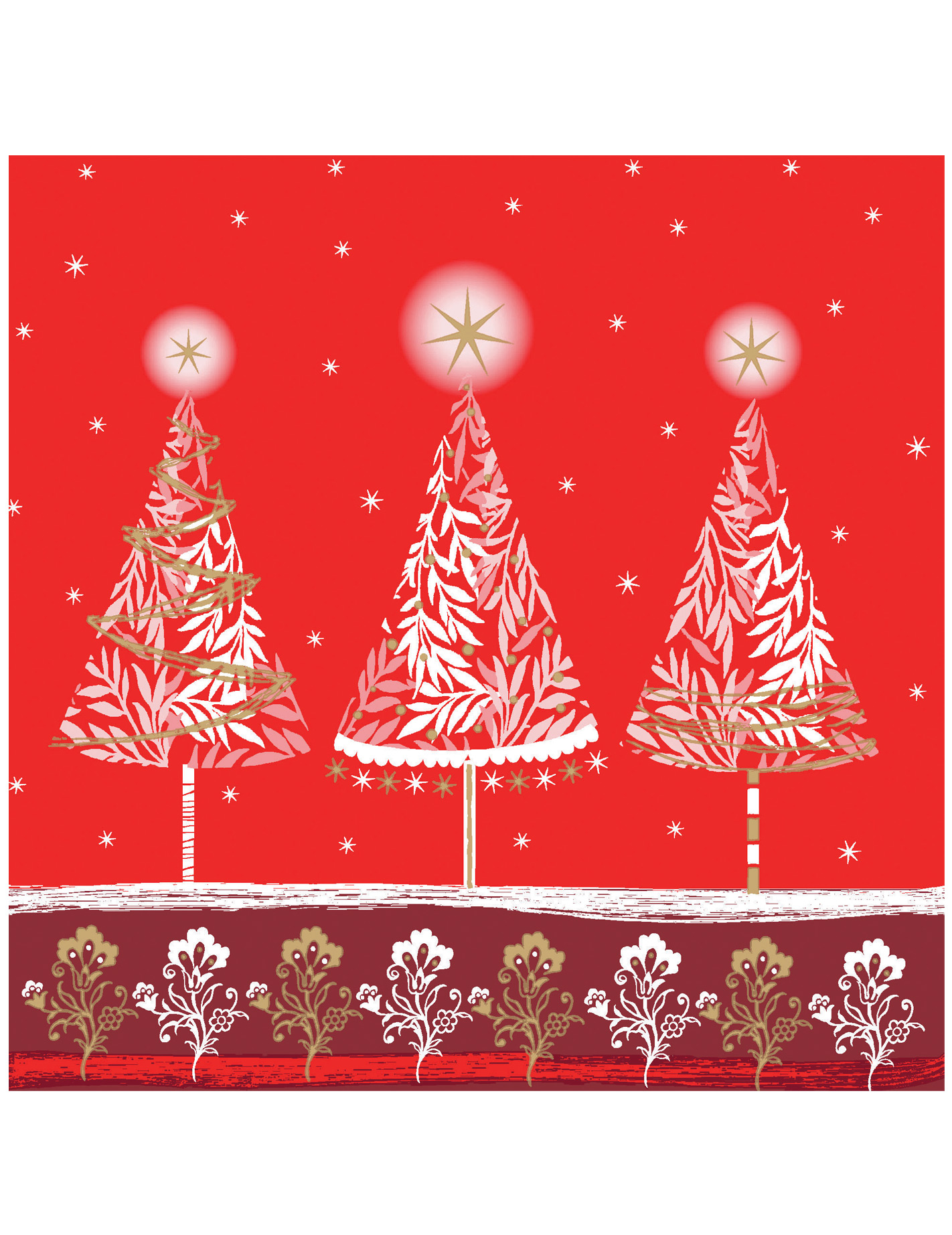 20 Serviettes en papier Esprit de Noël rouge 33 x 33 cm
