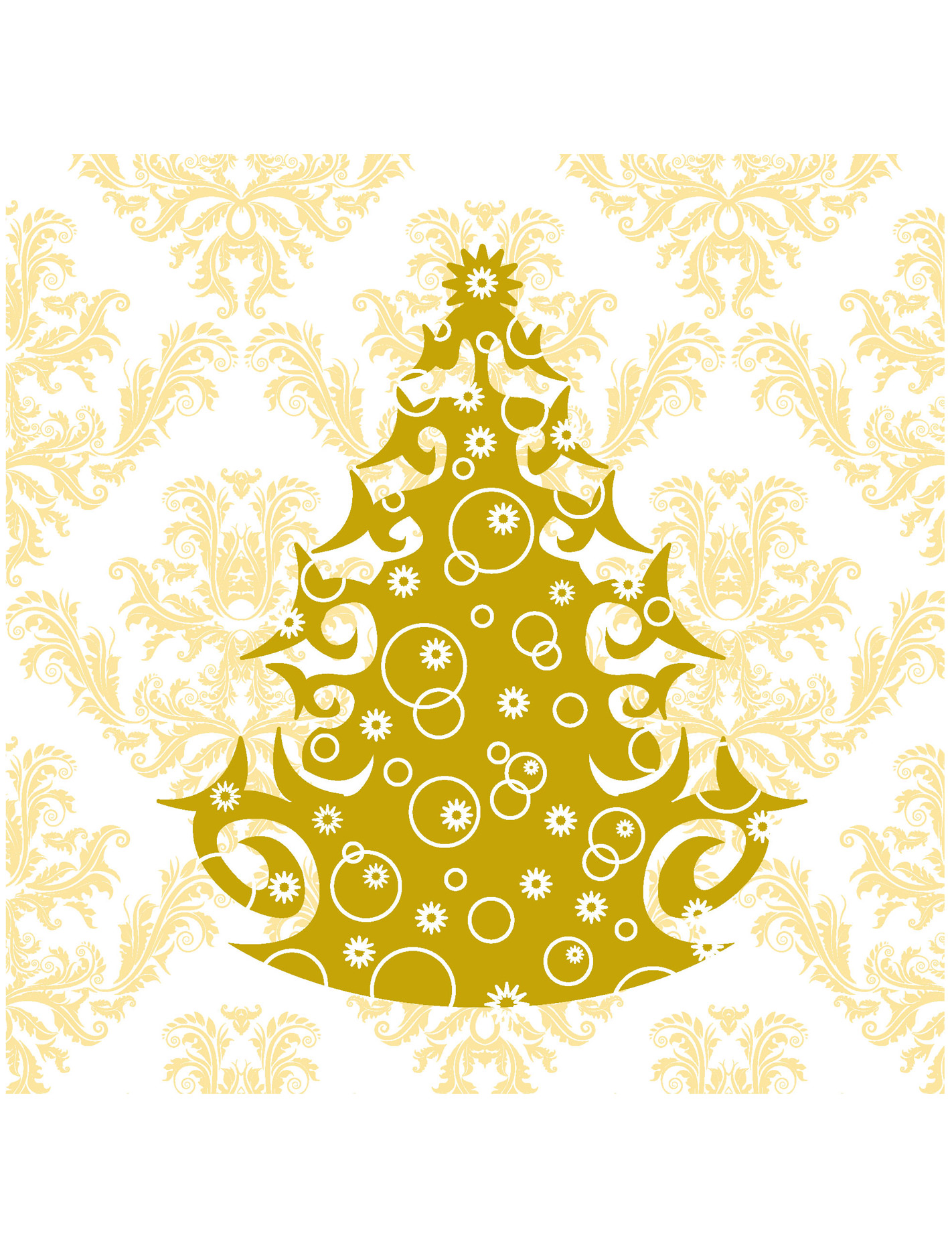 20 Serviettes en papier Sapin de noël Or 33 x 33 cm