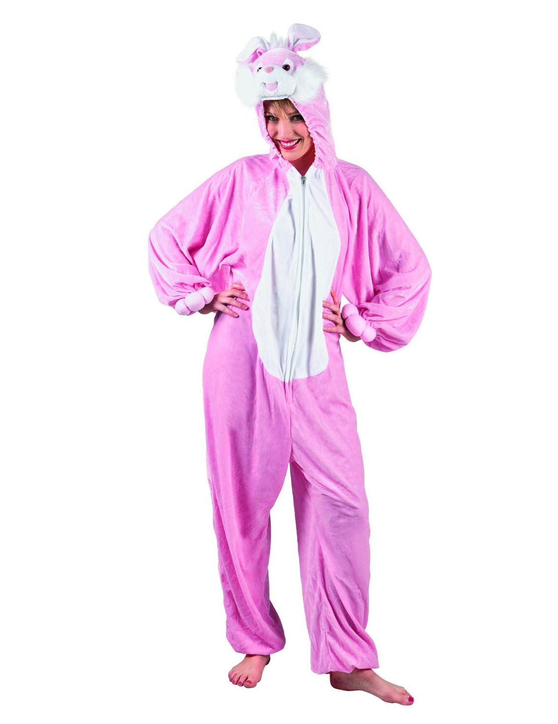 Déguisement lapin rose et blanc adulte