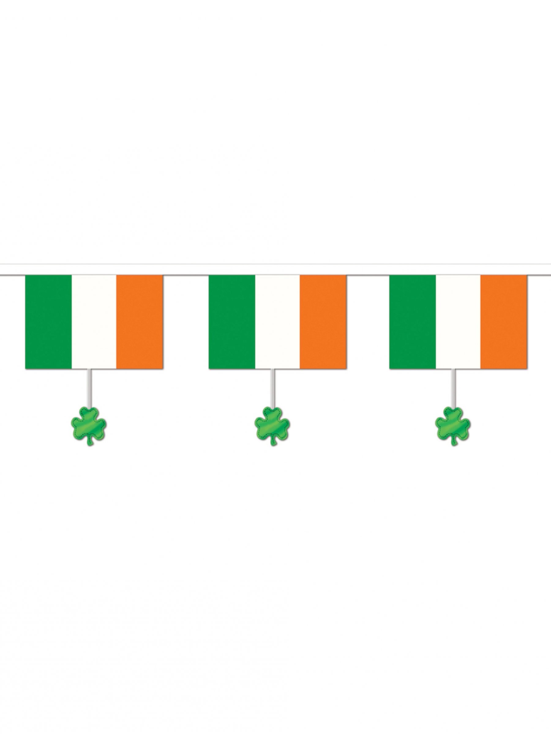 Guirlande drapeau irlandais et trèfles St Patrick 3,7 m
