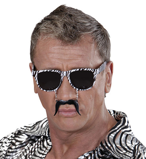 Lunettes moustache zébrées adulte