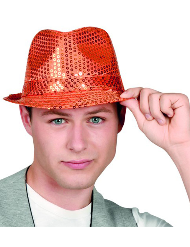 Chapeau pailletté orange adulte