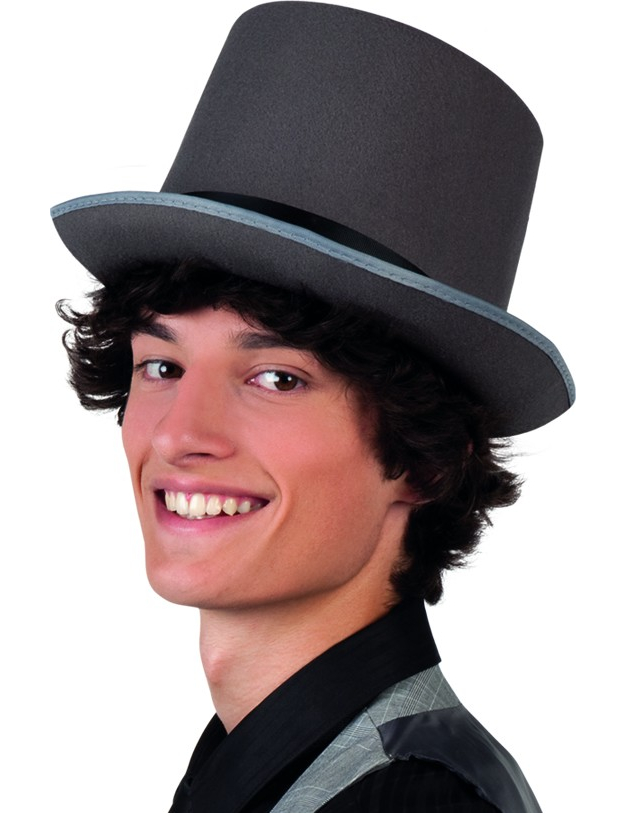 Chapeau haut de forme gris adulte