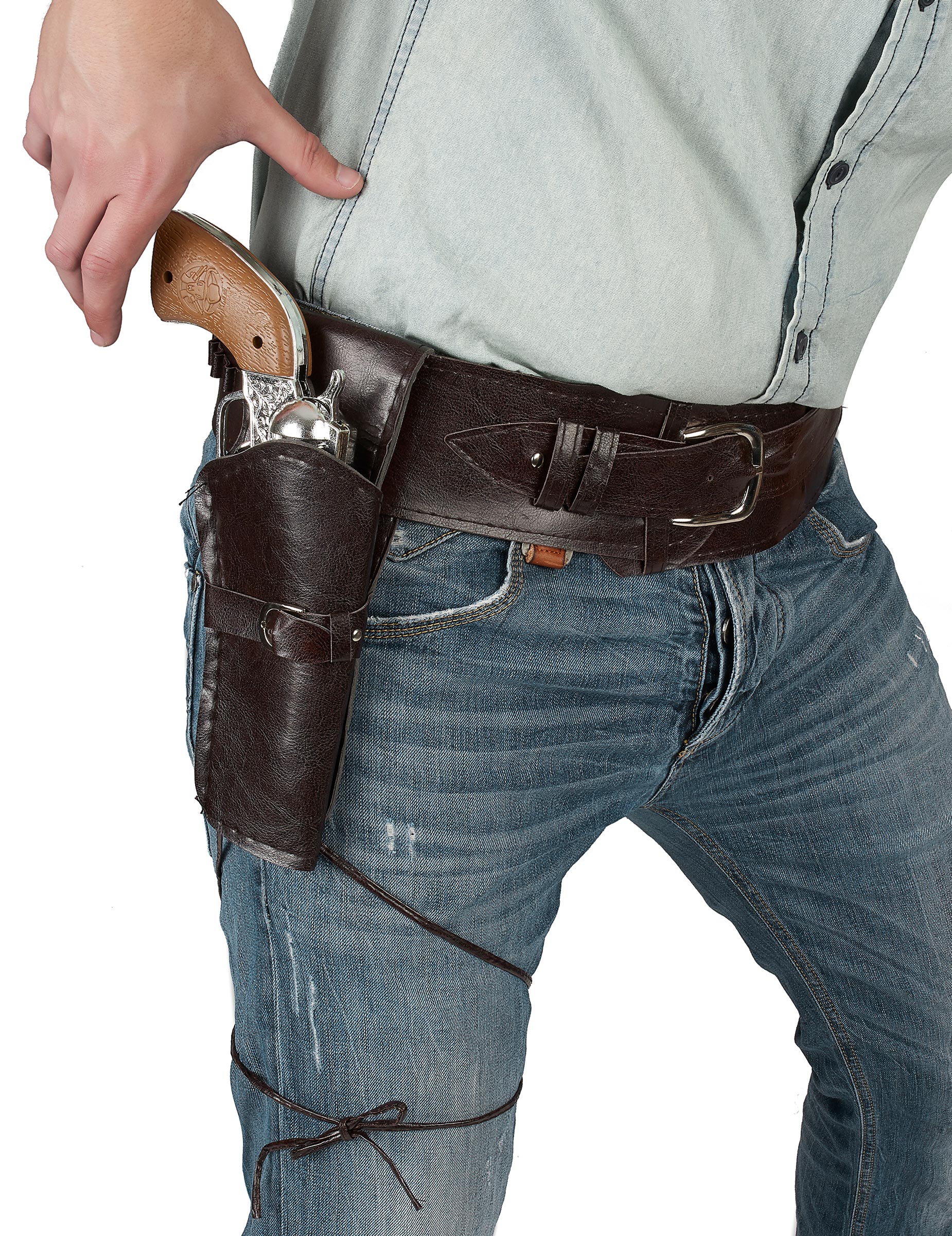 Ceinture avec étui cowboy noire ou marron adulte