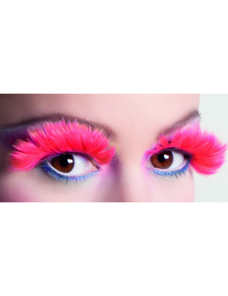 Faux cils plumes rouges adulte
