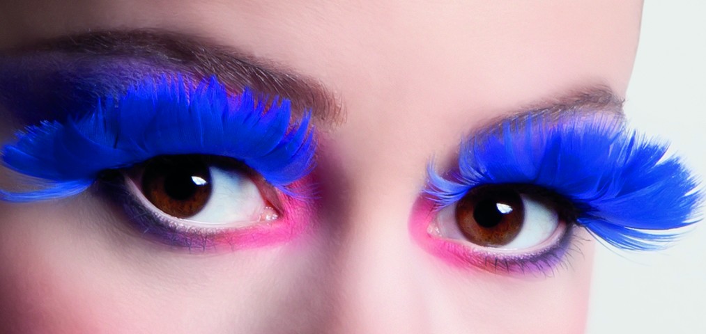 Faux cils plumes bleu foncé adulte
