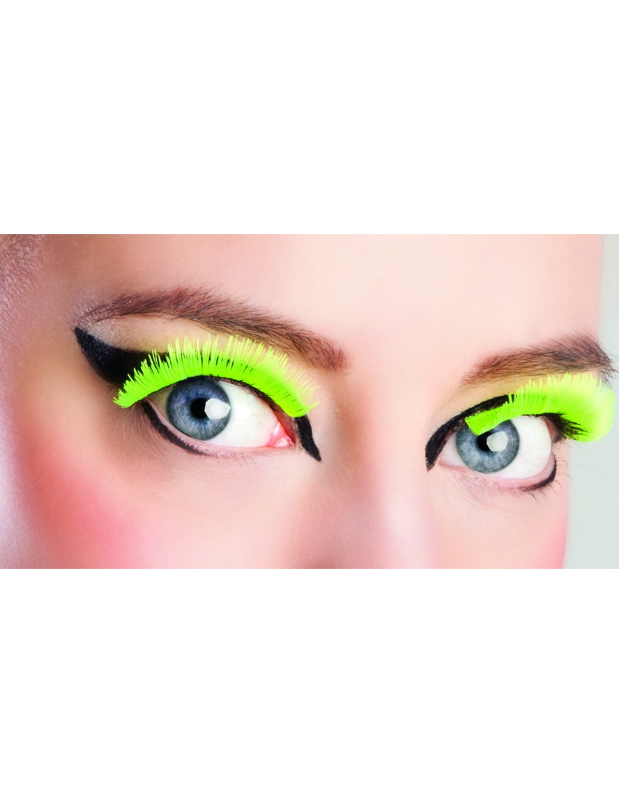 Faux cils courts jaunes fluo adulte