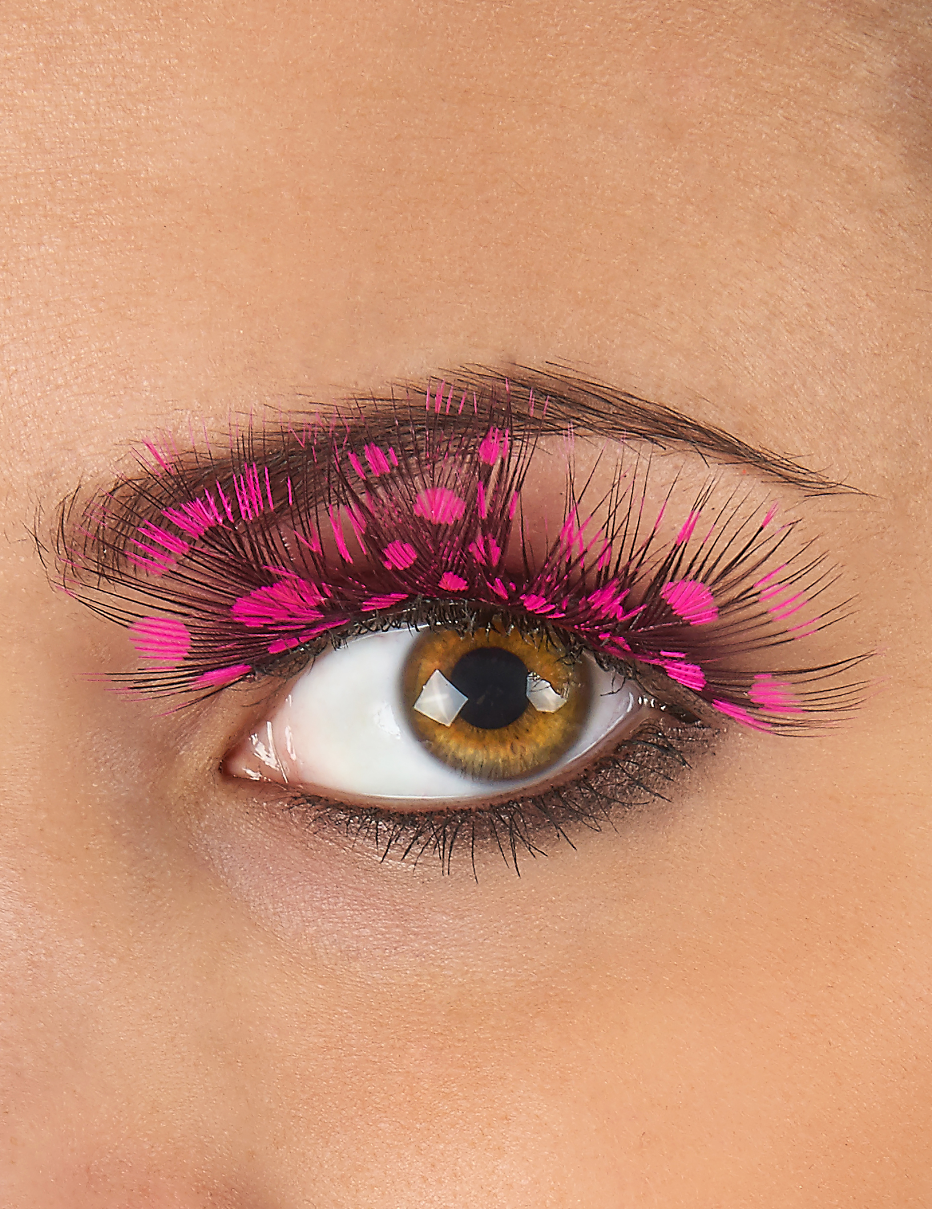 Faux cils plumes noires à pois roses adulte