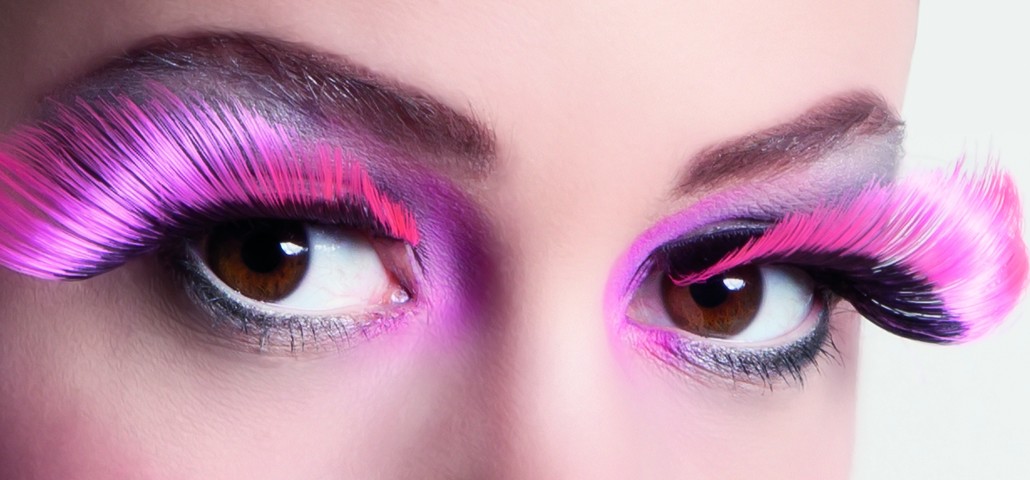 Faux cils XL roses et noirs adulte