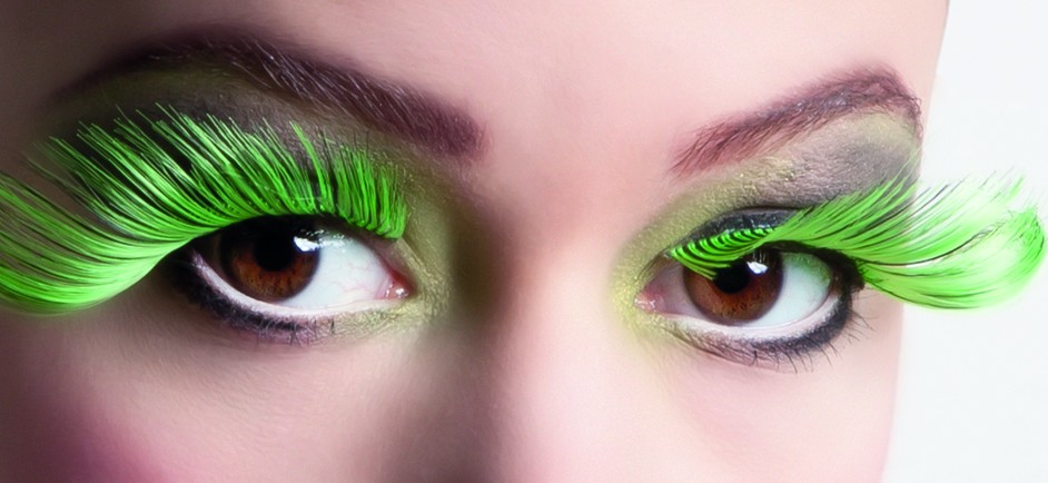 Faux cils XL verts et noirs adulte