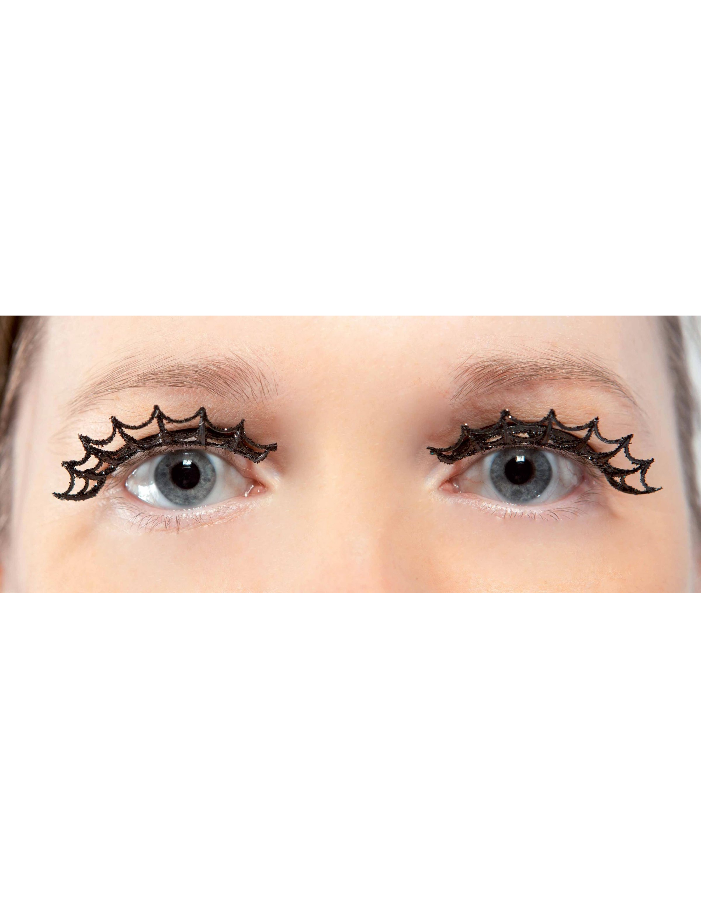 Faux cils longs noirs toile d'araignée adulte
