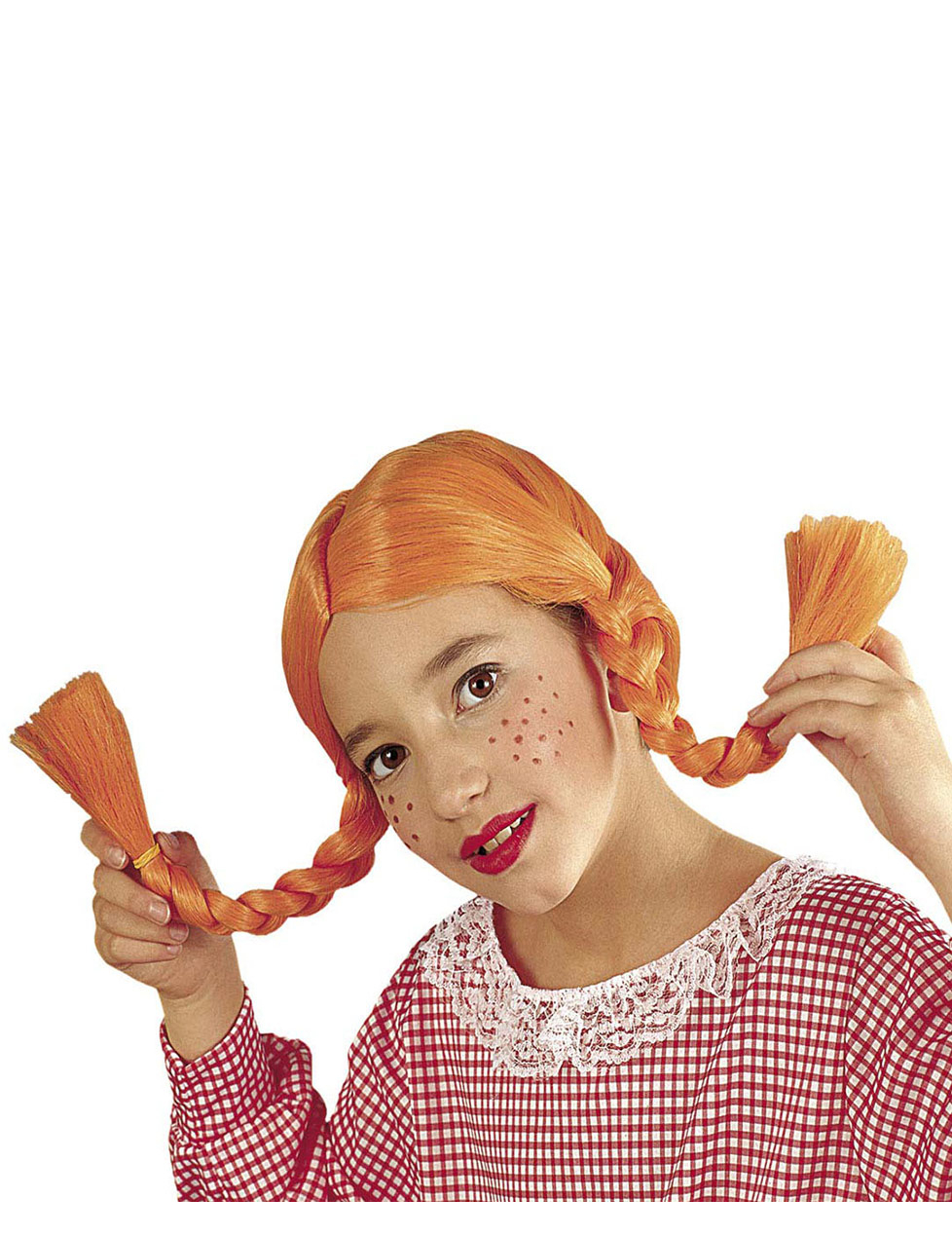 Perruque tresses orange fille