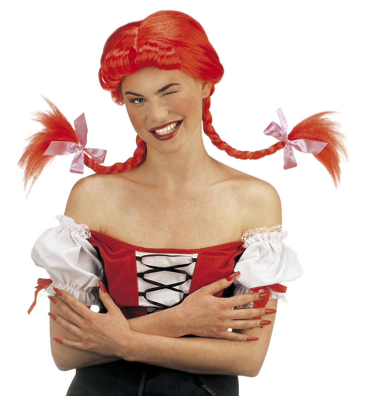 Perruque tresses rouge femme