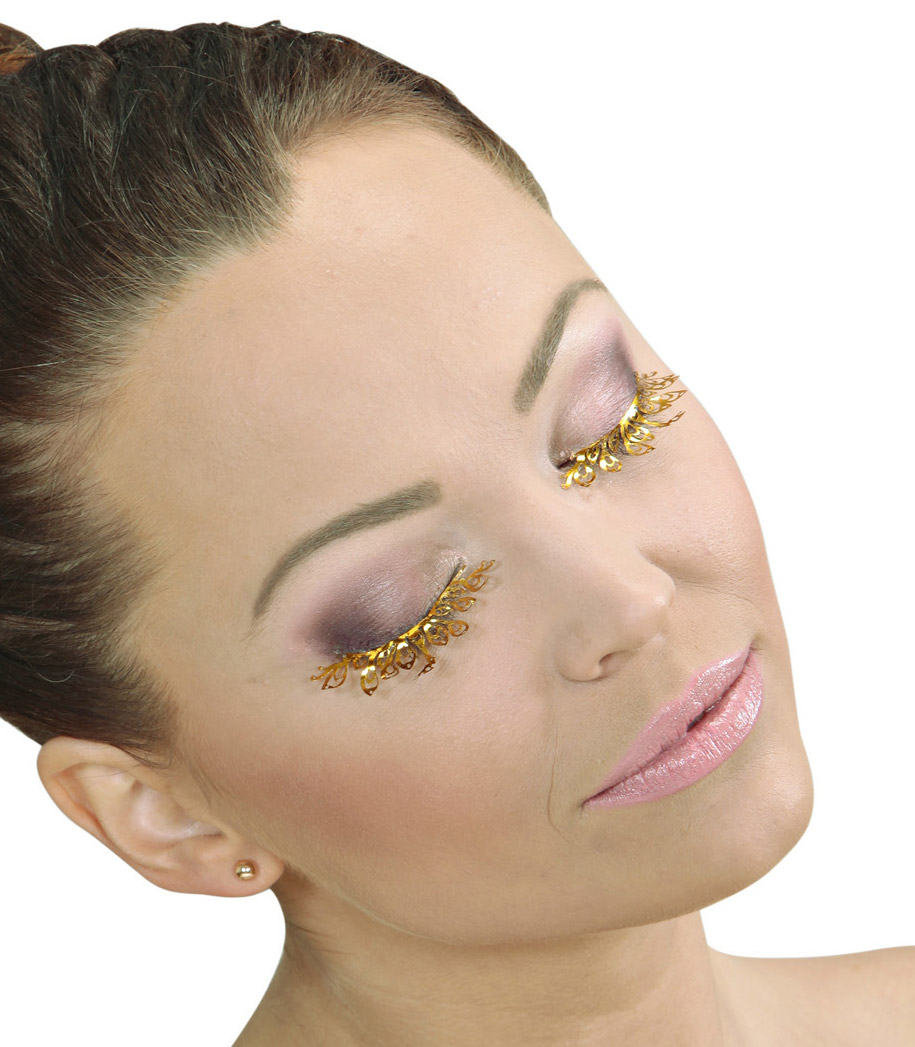 Faux cils courts fantaisie dorés adulte
