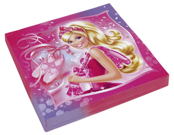 20 Serviettes en papier Barbie 33 x 33 cm