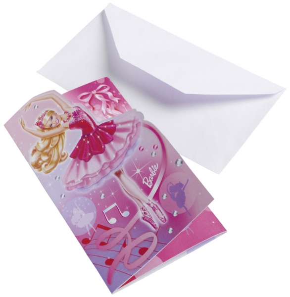 6 cartes d'invitation Barbie