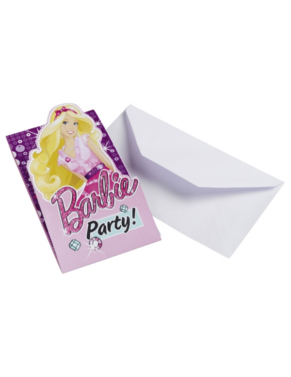 6 cartes d'invitation Barbie fashion