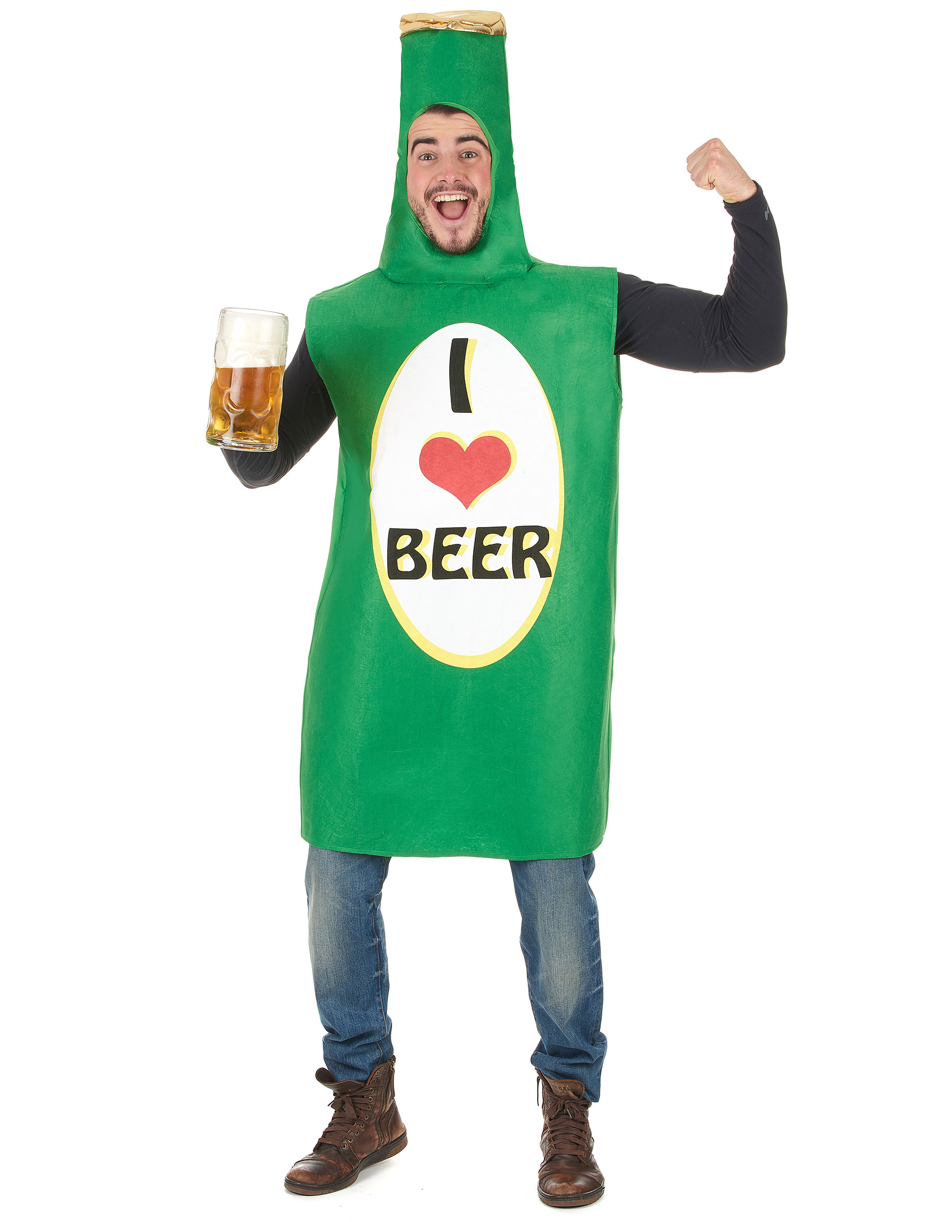 Déguisement bouteille de bière verte adulte