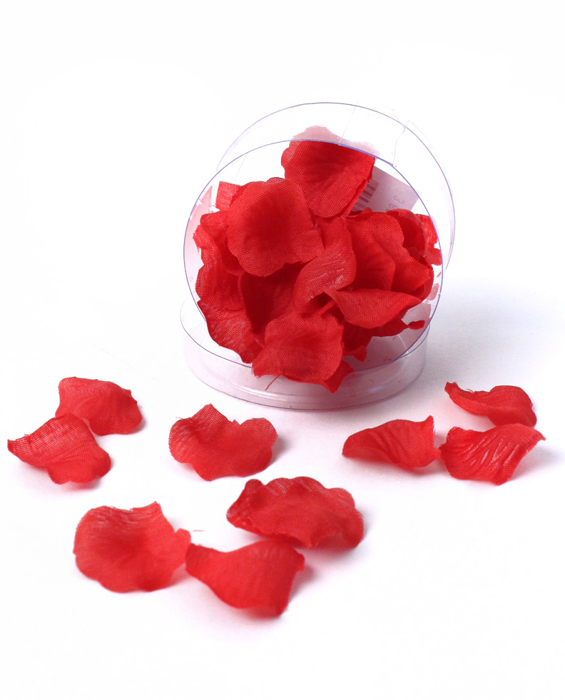 50 Petits pétales de rose en tissu rouge 2 cm