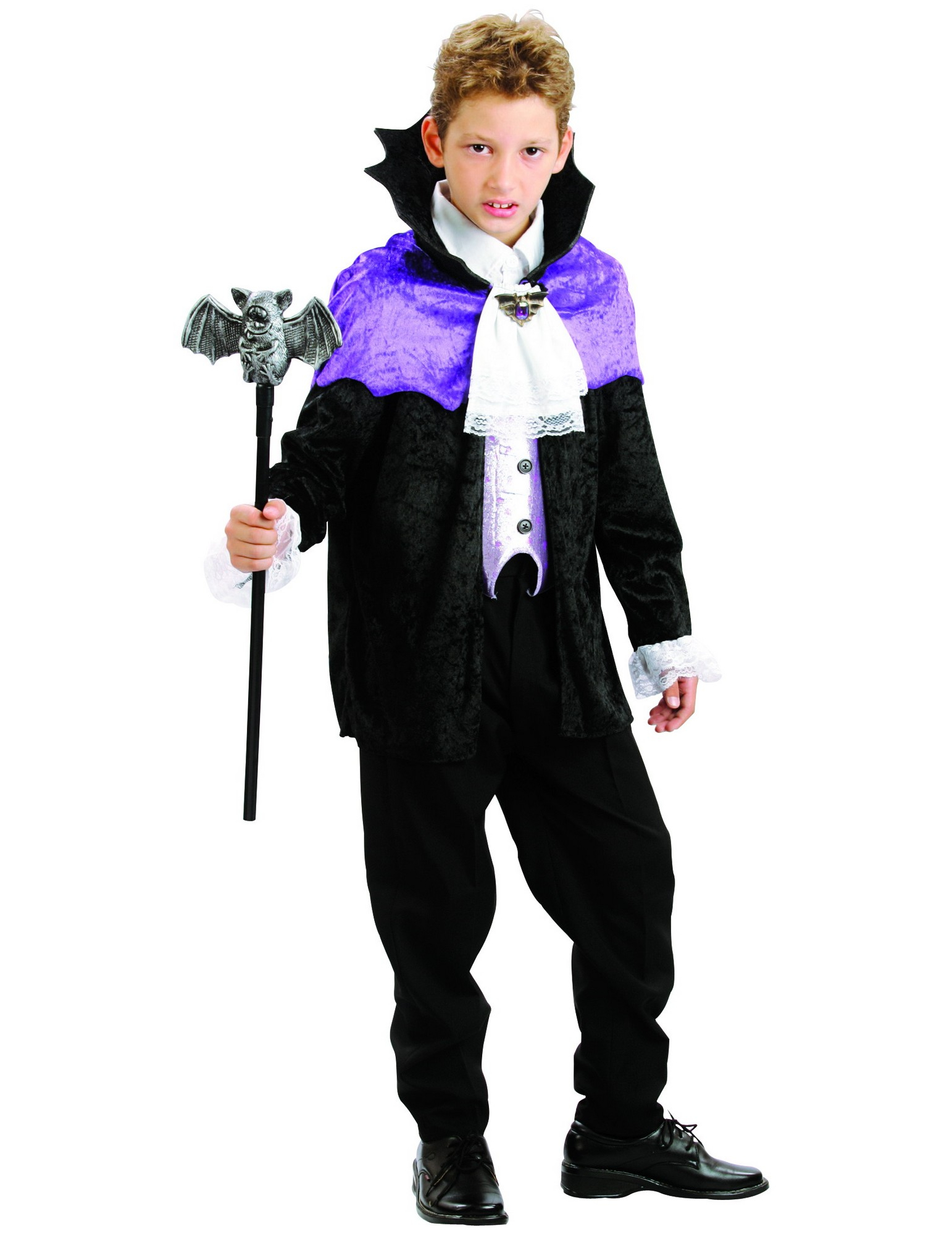 Déguisement vampire noir et violet garçon