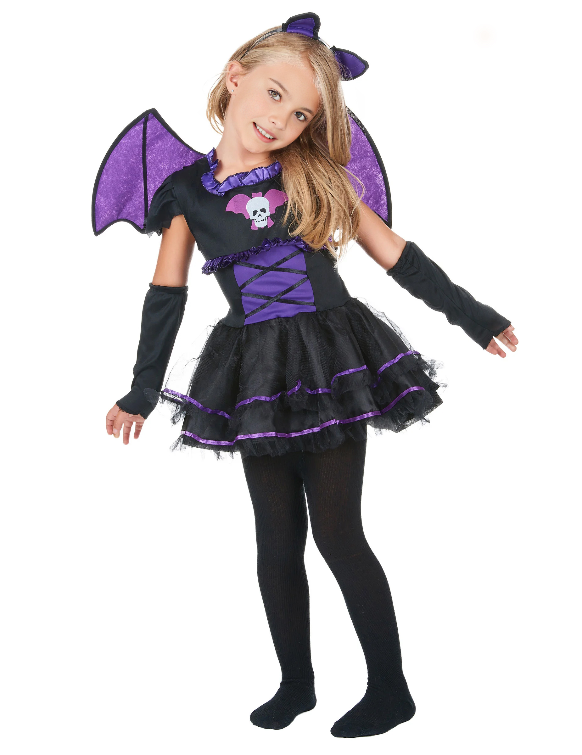 Déguisement chauve-souris noire et violette fille