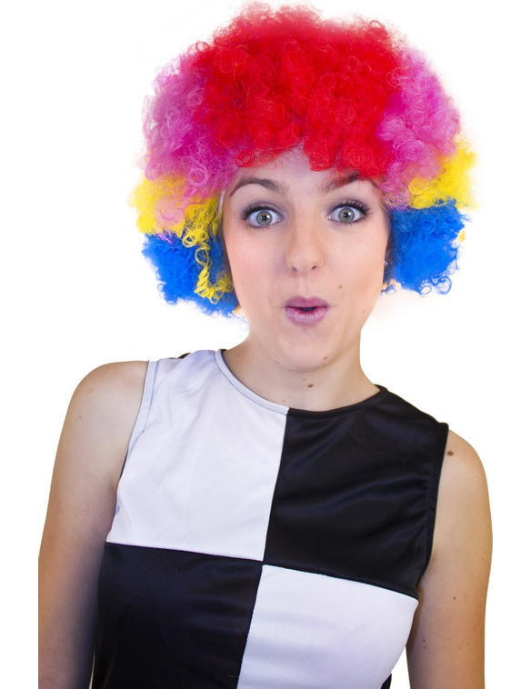 Perruque afro/ clown multicolore basique adulte