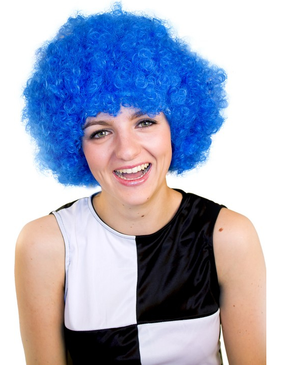 Perruque afro/ clown bleue basique adulte