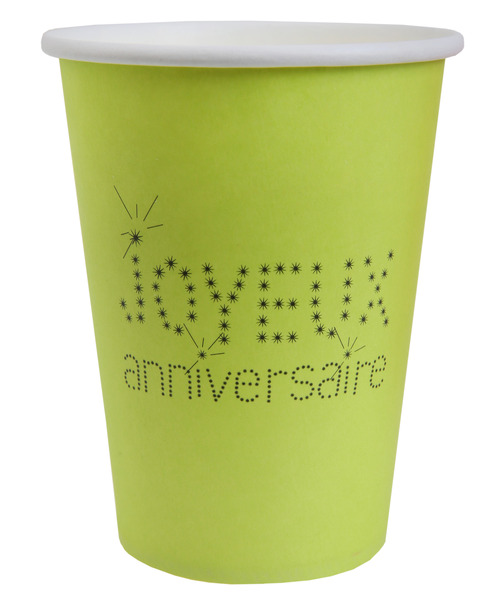 10 Gobelets en carton Anniversaire Chic verts 200 ml