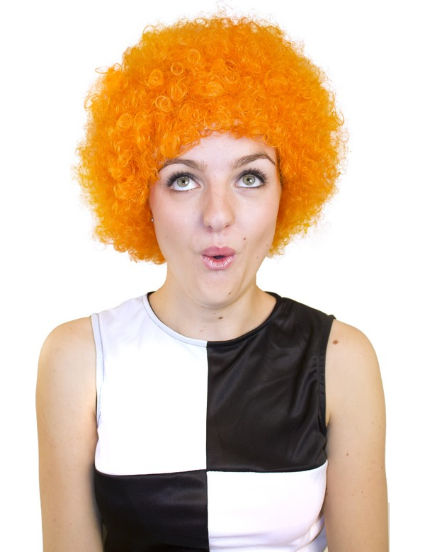 Perruque afro/ clown orange basique adulte
