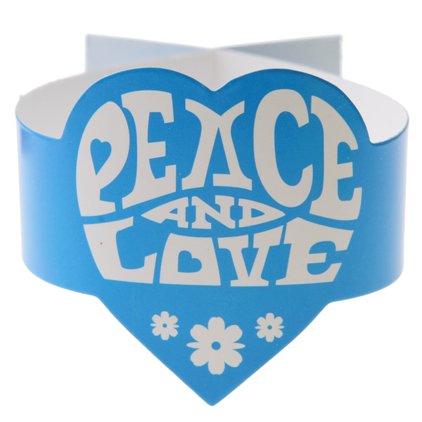 6 Ronds de serviette turquoise Hippie Peace and Love