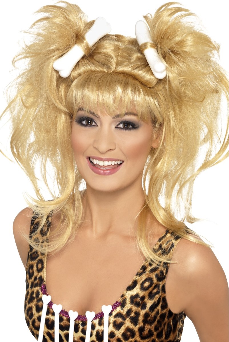 Perruque blonde femme des cavernes