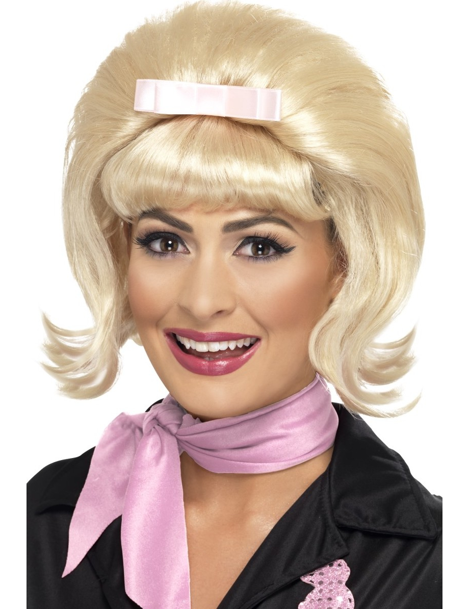 Perruque blonde années 50 femme avec noeud