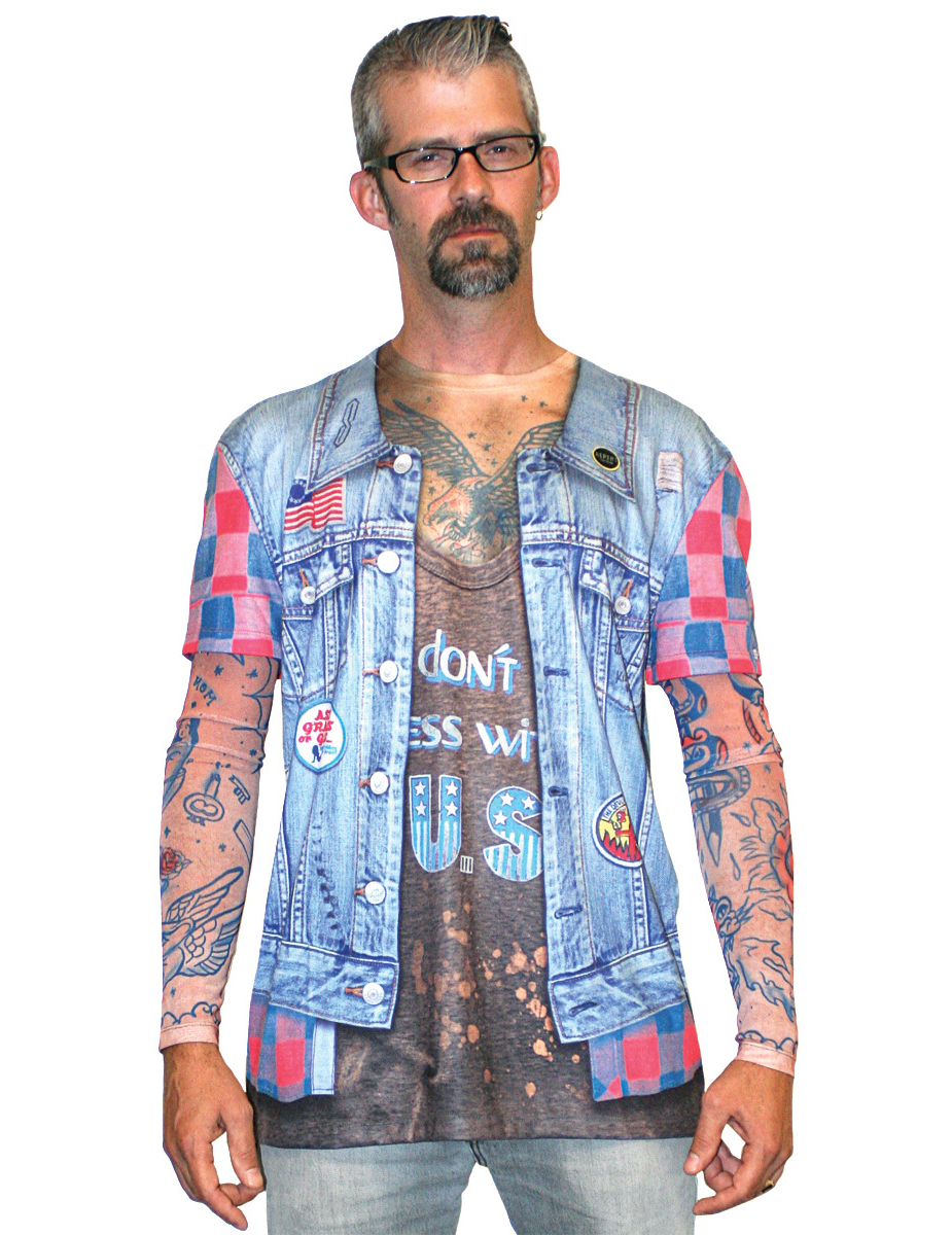 T-Shirt veste en jean tatouage adulte