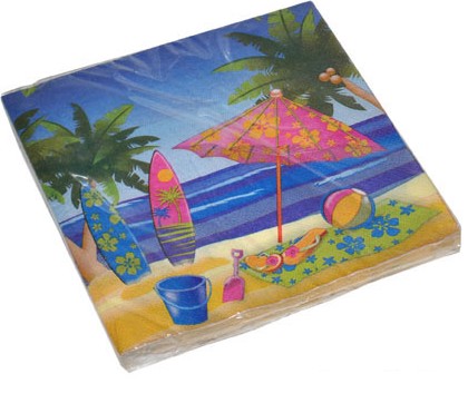 16 Serviettes en papier Vacances Hawaï 33 x 33 cm