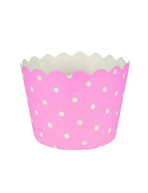 12 Moules à cupcake rose à pois blanc